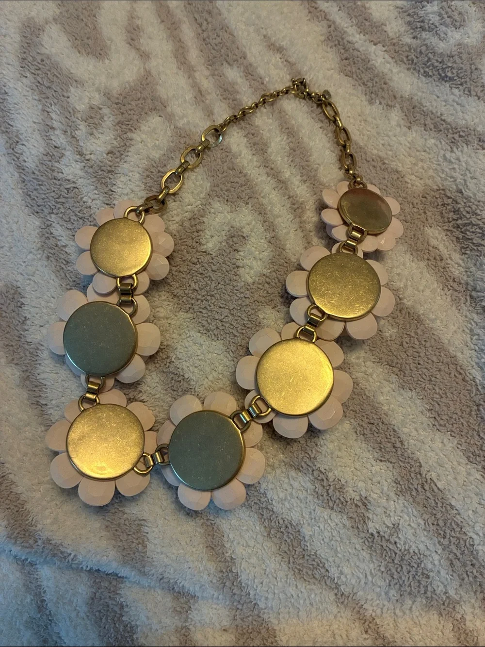 J.Crew Vintage Pink 3D Floral Wreath Bloom Rhinestone Statement Necklace
